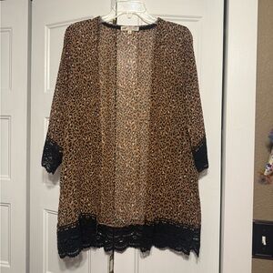 Sheer leopard kimono